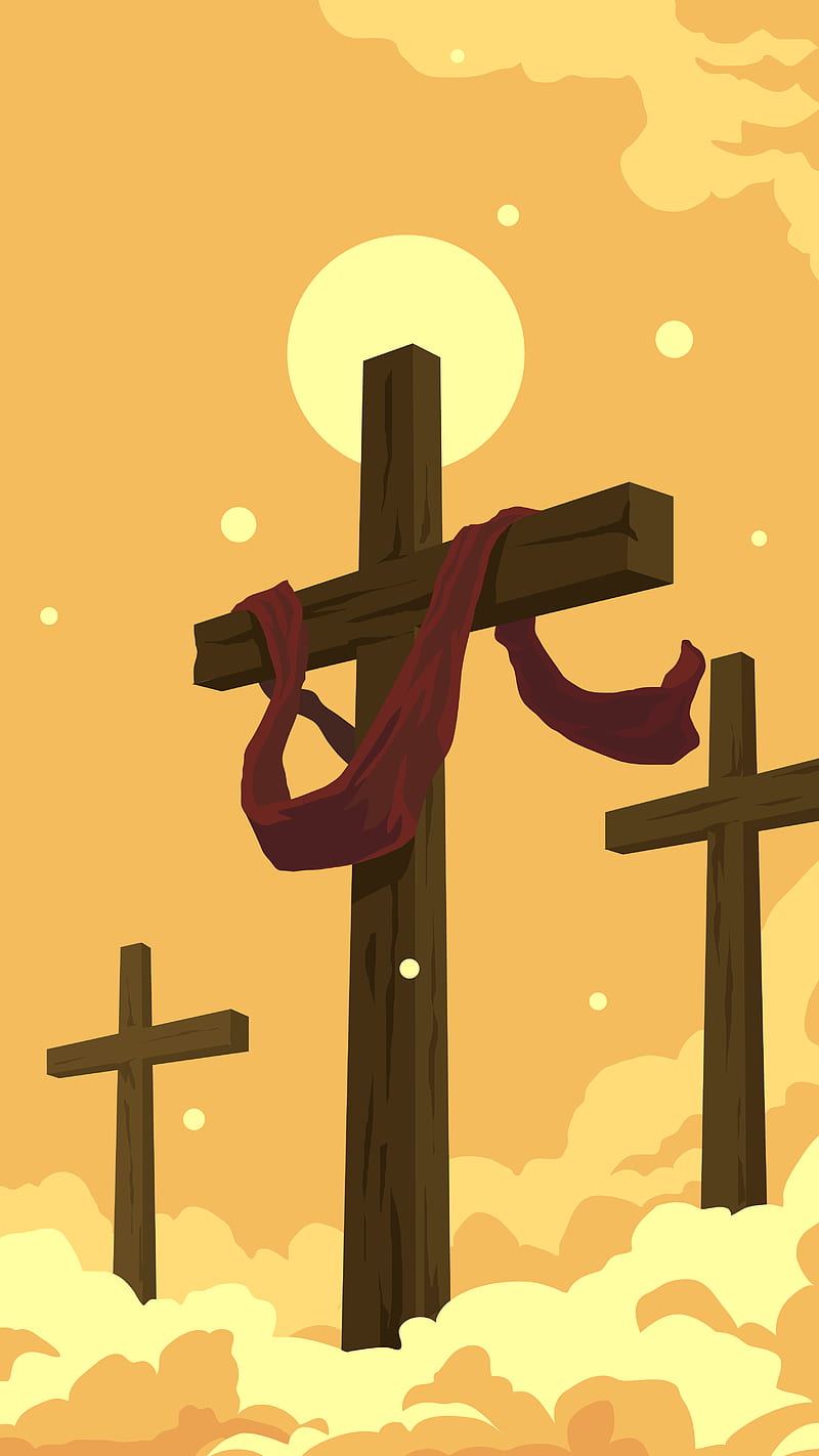 Easter Cross, brown, cloud, color, happy, jesus, red, white, HD phone  wallpaper | Peakpx