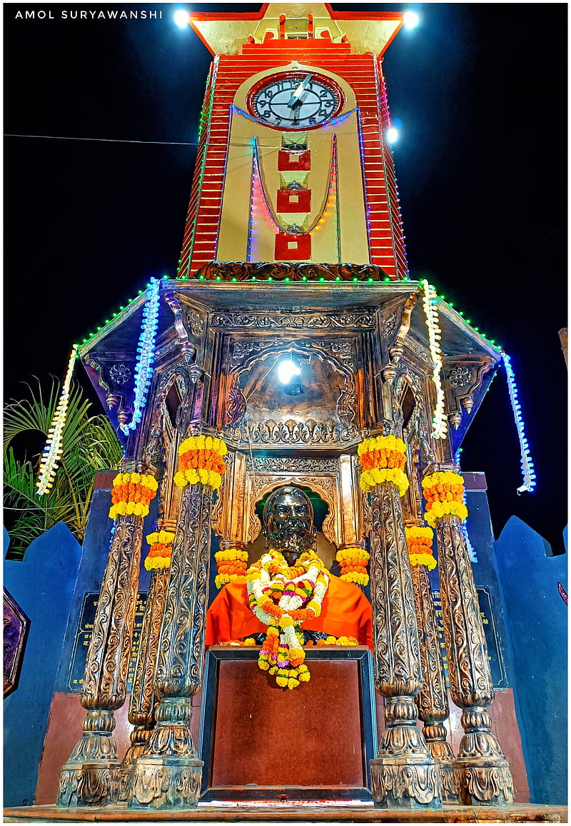 Shivaji Maharaj, city, god, gods, night, nights, shiv jayanti, HD phone wallpaper
