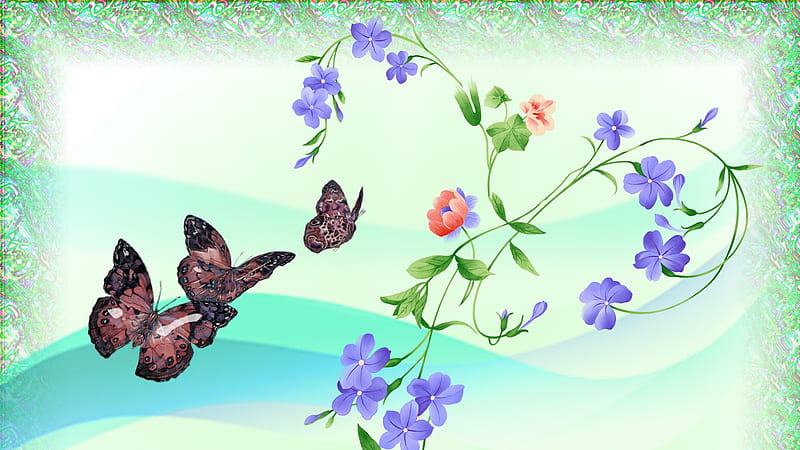 Pretty, person, butterfly, purple, siwsh, flowers, lavender, butterflies, HD wallpaper