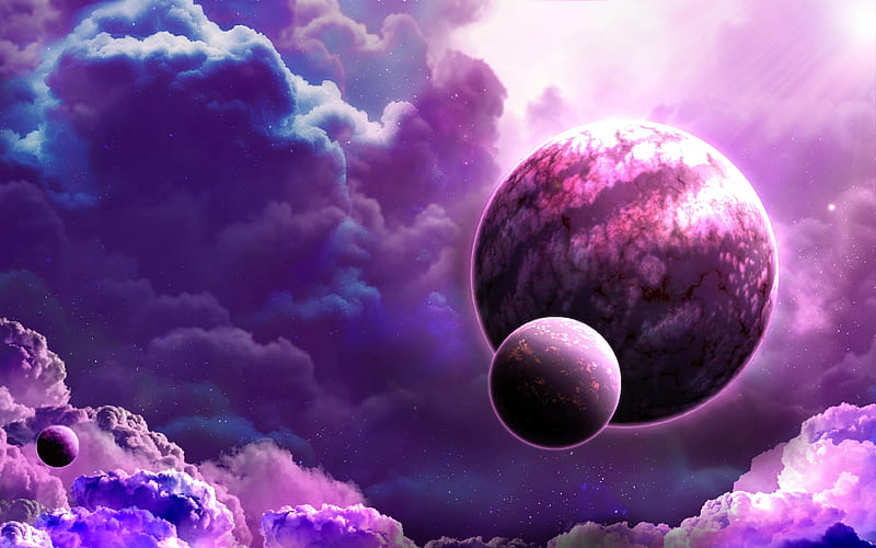 Purple Planets Nebula Clouds 2019 Universe, HD wallpaper