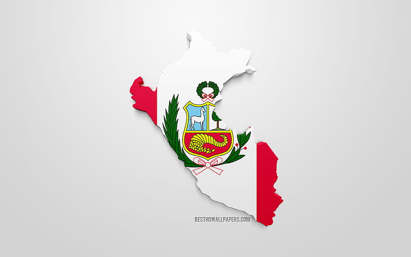 3d flag of Peru, map silhouette of Peru, 3d art, Peru flag, South America, Peru, geography, Peru 3d silhouette, HD wallpaper