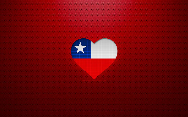 I Love Chile South American countries, red dotted background, Chilean flag heart, Chile, favorite countries, Love Chile, Chilean flag, HD wallpaper