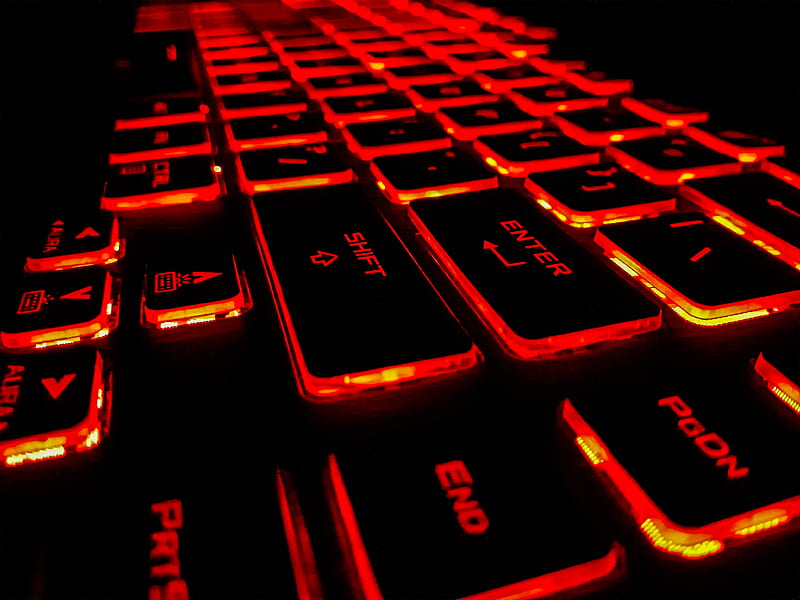 Keyboard , light, patterns, red, HD wallpaper