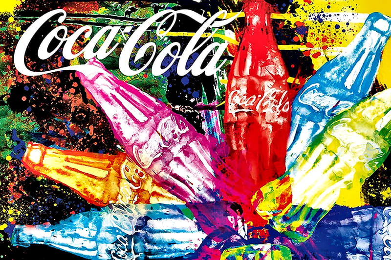 Splash of Coke, art, bonito, collage, abstract, illustration, artwork, fractal, texture, painting, wide screen, HD wallpaper