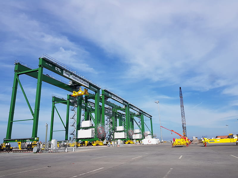 The Cranes, container, crane, cranes, harbour, nature, port, HD wallpaper