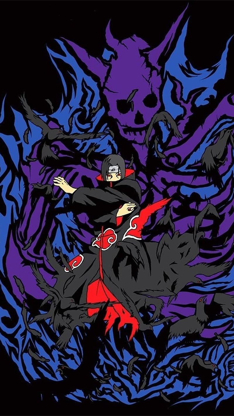 Naruto S For Lively, Purple Skull Background, japanese manga, animation, HD phone wallpaper