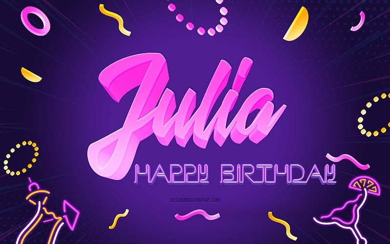 Happy Birtay Julia Purple Party Background, Julia, creative art, Happy Julia birtay, Julia name, Julia Birtay, Birtay Party Background, HD wallpaper