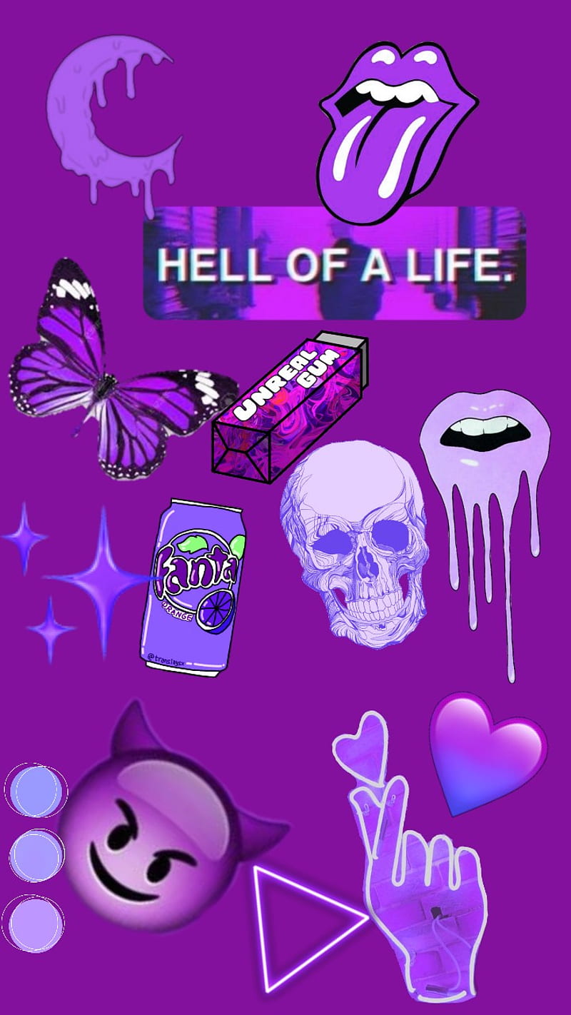 Purple aesthethic, emoji, hello, purple, HD phone wallpaper