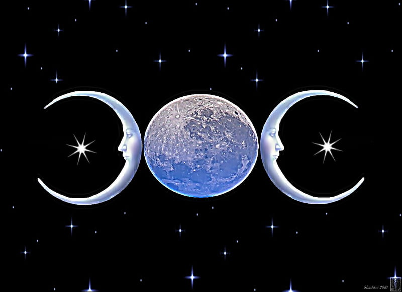 Tri-Moons, symbols, moons, moon, triple goddess, HD wallpaper