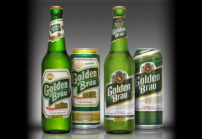 Golden Brau Beer, alcohol, drink, bottles, beer, HD wallpaper
