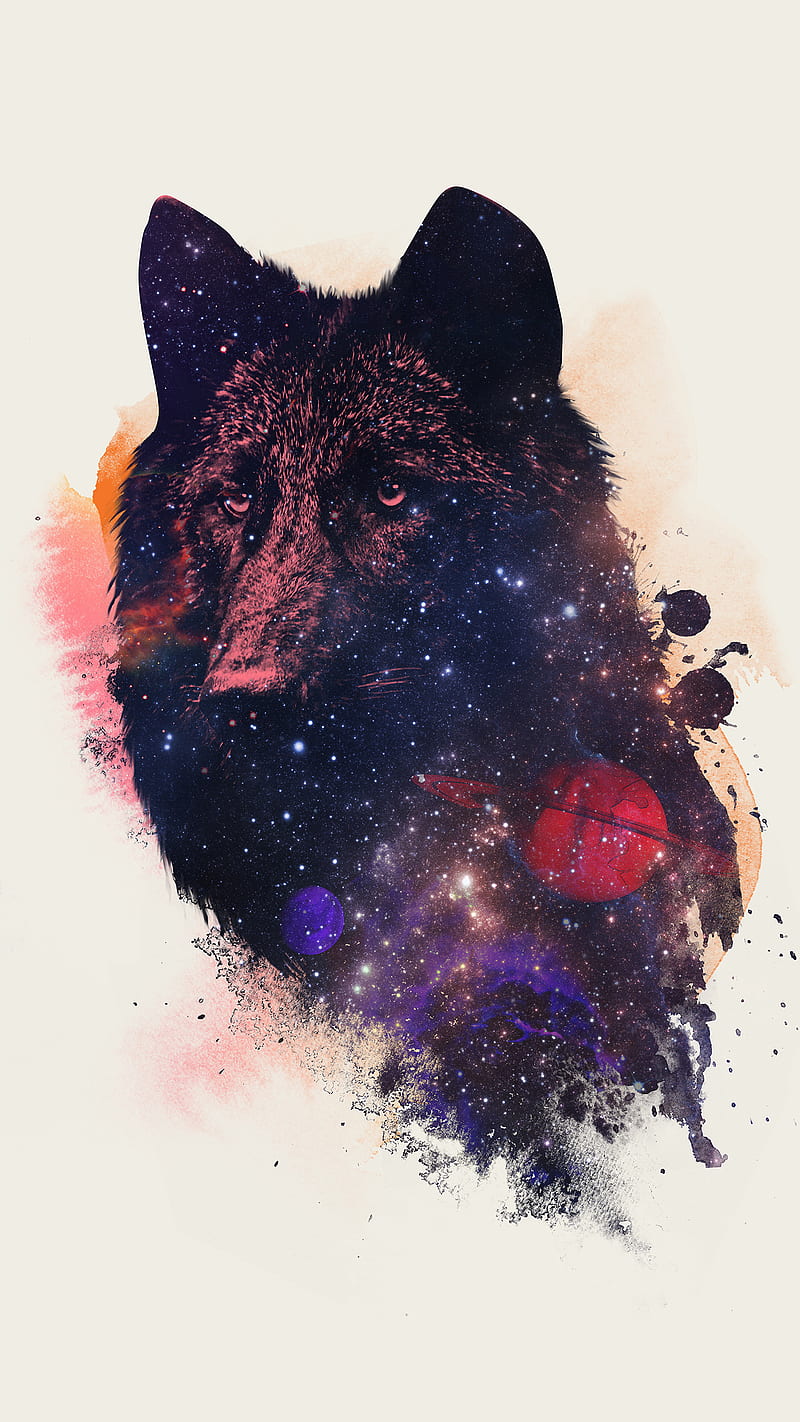 Space Wolf, cool, galaxy, outer space, wolves, HD phone wallpaper