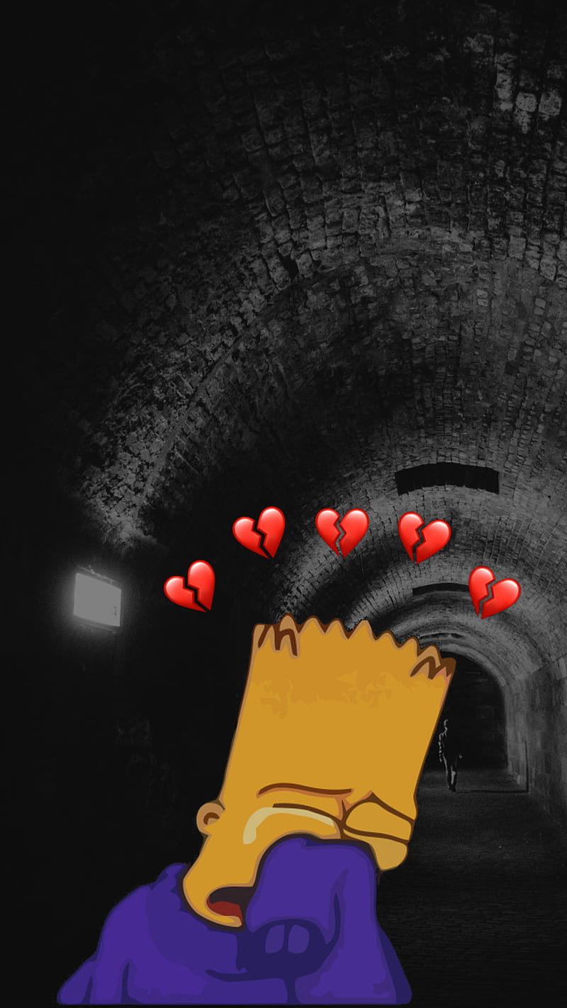 Sad Bart, allein, alone, broken, dark, dead, schwarz, simpsons, tunnel, HD phone wallpaper