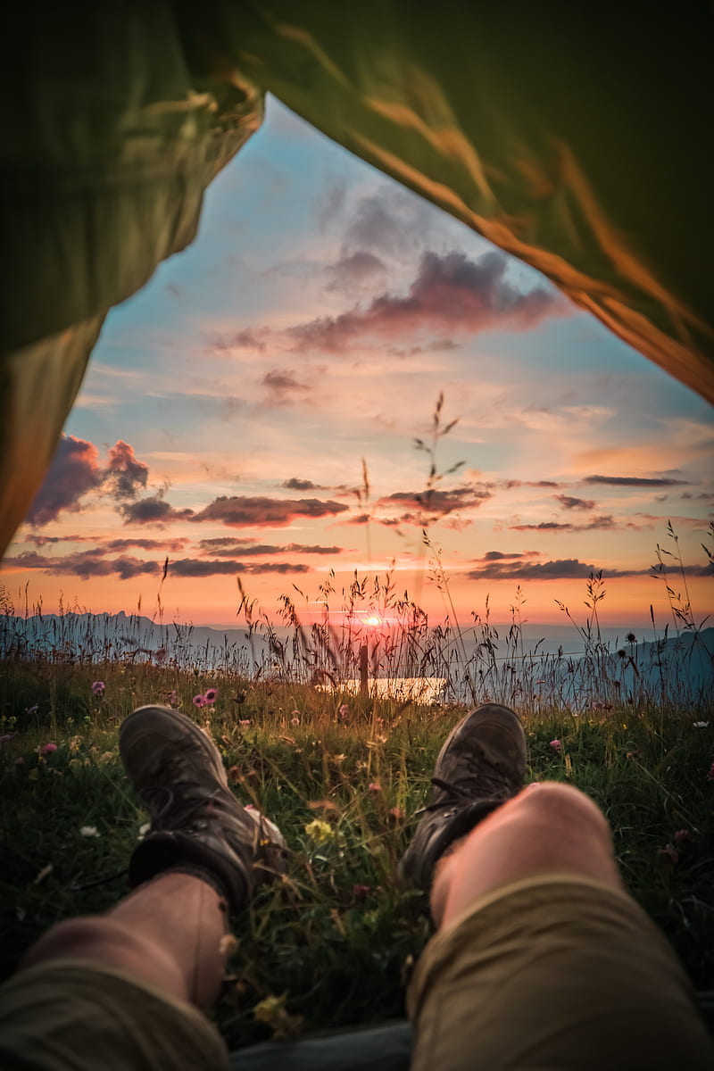 legs, tent, camping, rest, dawn, HD phone wallpaper