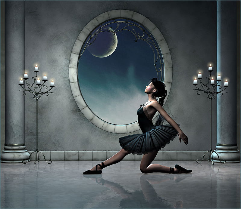 Dance, 3d, moon, girl, HD wallpaper | Peakpx