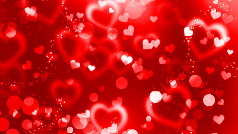 Creative Red Glare Glittering Hearts Shapes Background Heart, HD wallpaper