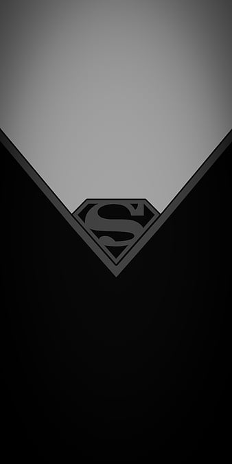 Simple superman, black, clean, dark, gris, hero, logo, simple, superhero, superman, white, HD phone wallpaper