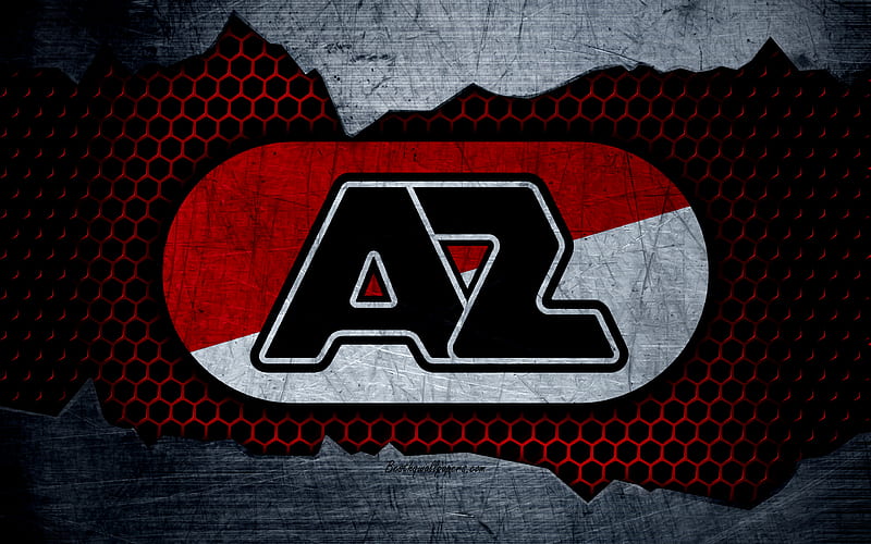 AZ Alkmaar logo, Eredivisie, soccer, football club, Netherlands, Alkmaar, grunge, metal texture, Alkmaar FC, HD wallpaper
