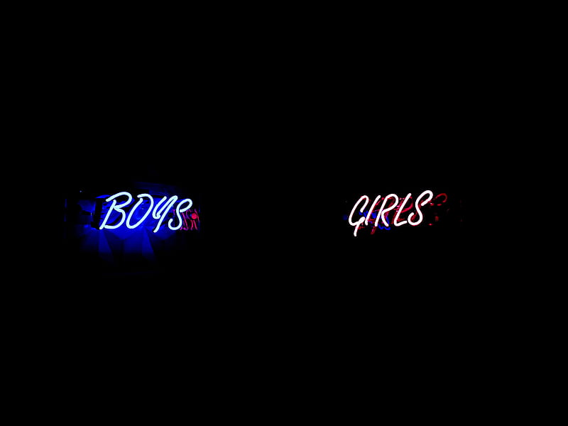 boys, word, neon, signboard, light, blue, HD wallpaper