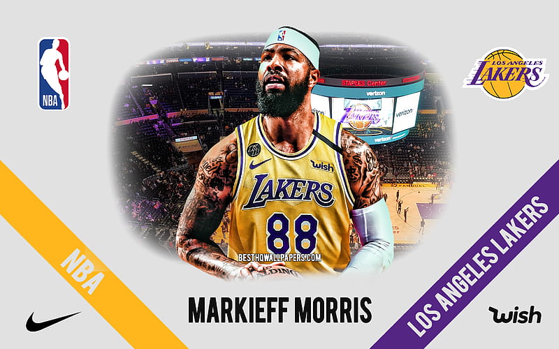 Markieff Morris, Los Angeles Lakers, American Basketball Player, NBA, portrait, USA, basketball, Staples Center, Los Angeles Lakers logo, HD wallpaper