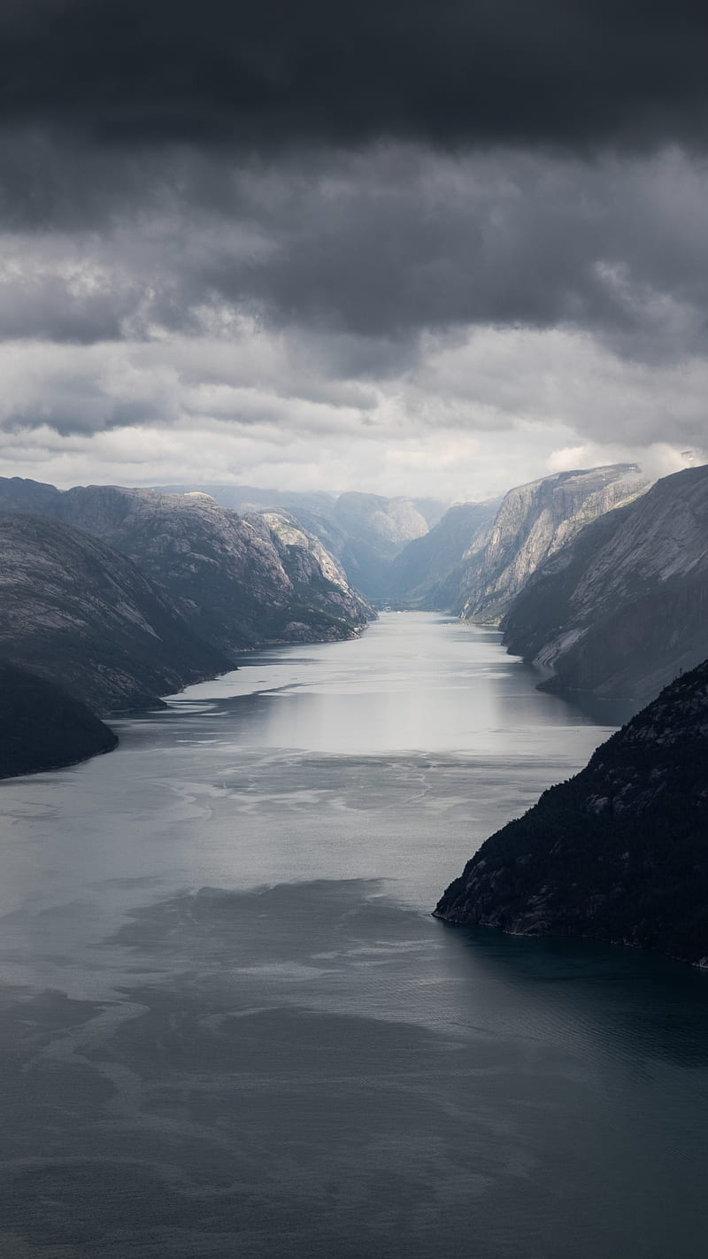 Lysefjord , cloud, fjord, mountain, norway, HD phone wallpaper