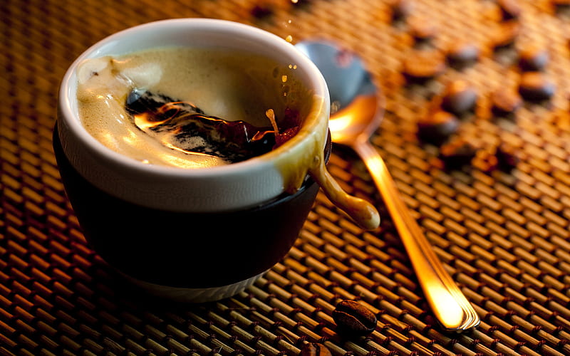 Espresso, graphy, coffee, beans, cup, bonito, abstract, HD wallpaper