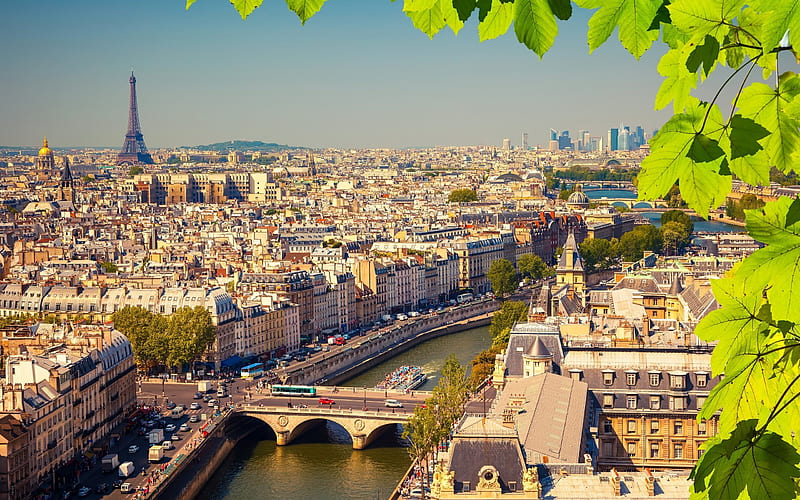 Eiffel Tower, Paris, summer, bridges, France, HD wallpaper