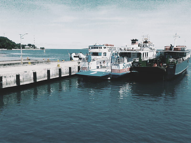 The Barge, ship, sea port, blue, sea, HD wallpaper