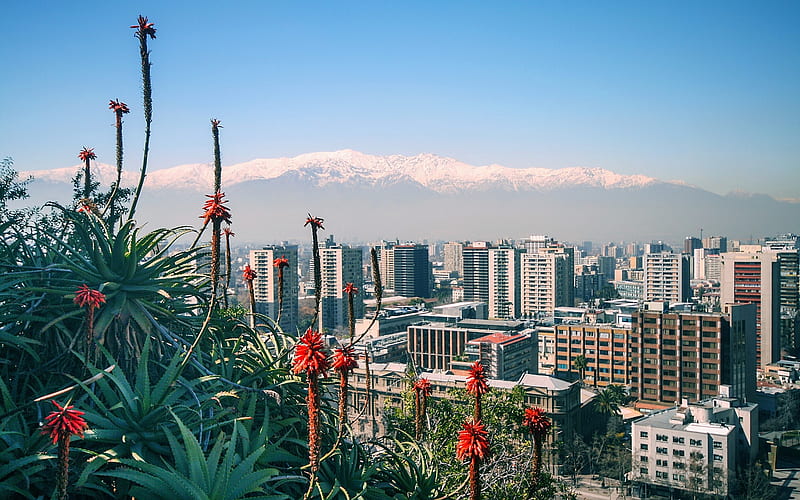 Santiago, The capital of Chile, Andes, mountain landscape, skyscrapers, modern city, Santa Lucia, Chile, HD wallpaper