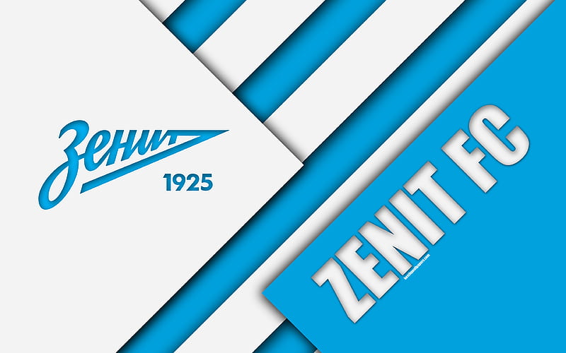 FC Zenit Saint Petersburg material design, white blue abstraction, logo, Russian football club, St Petersburg, Russia, football, Russian Premier League, HD wallpaper