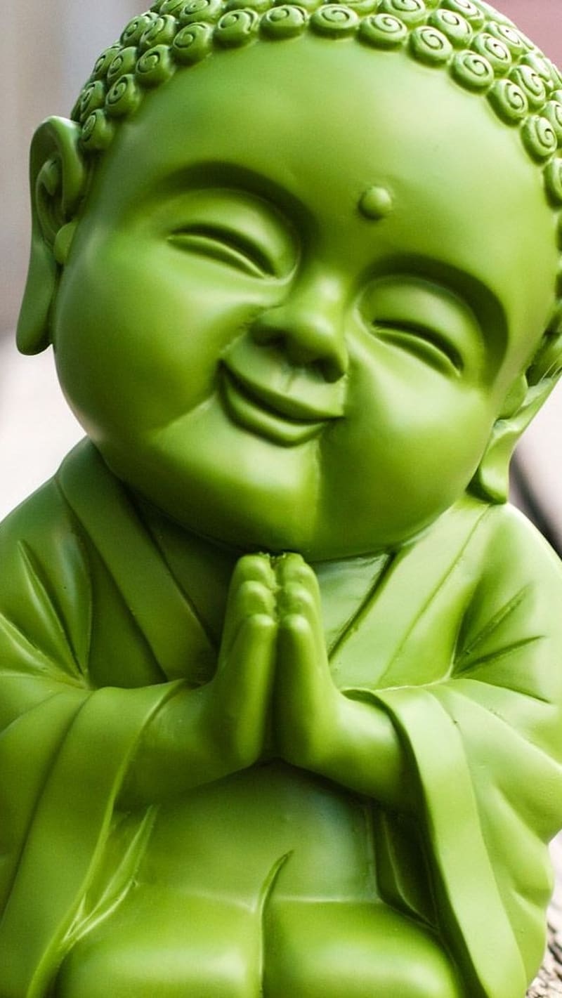 Buddha , Small Green Statue, prasing, god, lord buddha, HD phone wallpaper