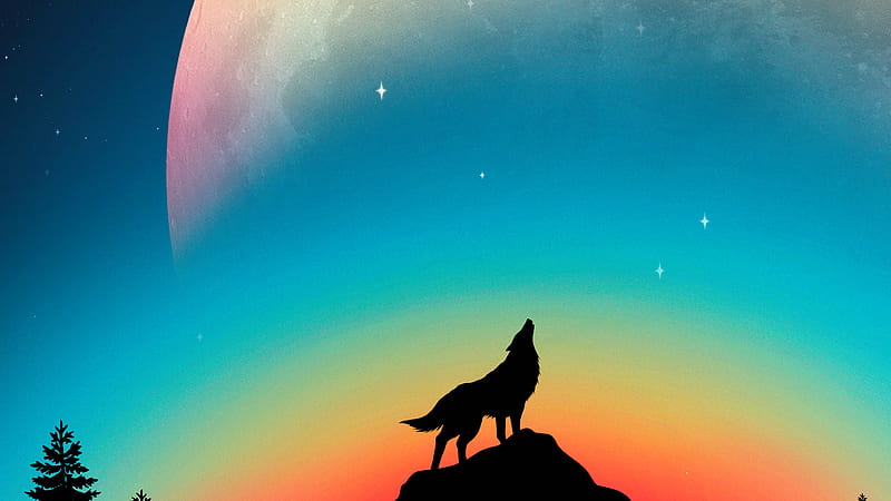 Wolf Howling Minimal , wolf, minimalism, minimalist, artist, artwork, digital-art, HD wallpaper