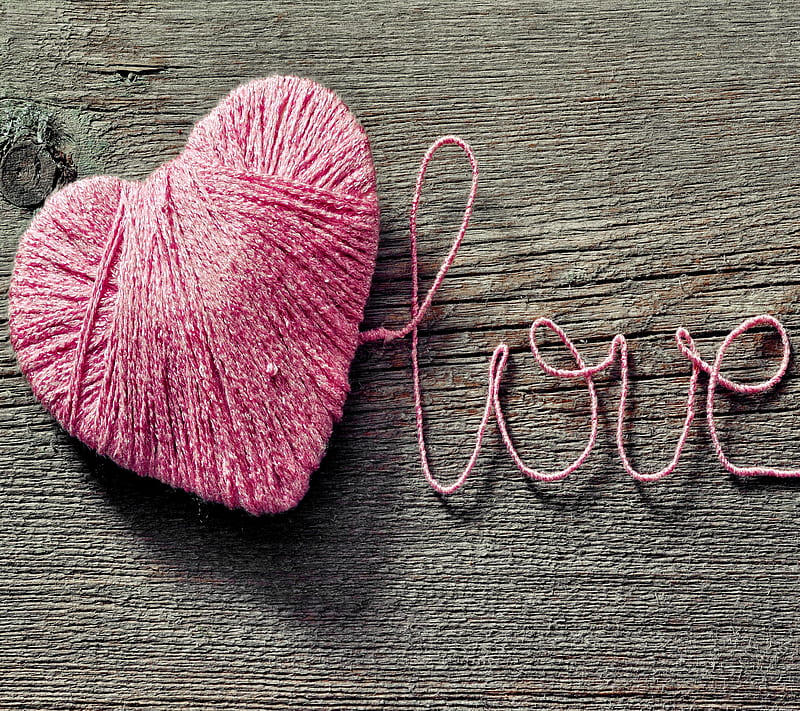 Love, heart, romantic, string, thread, wood, HD wallpaper