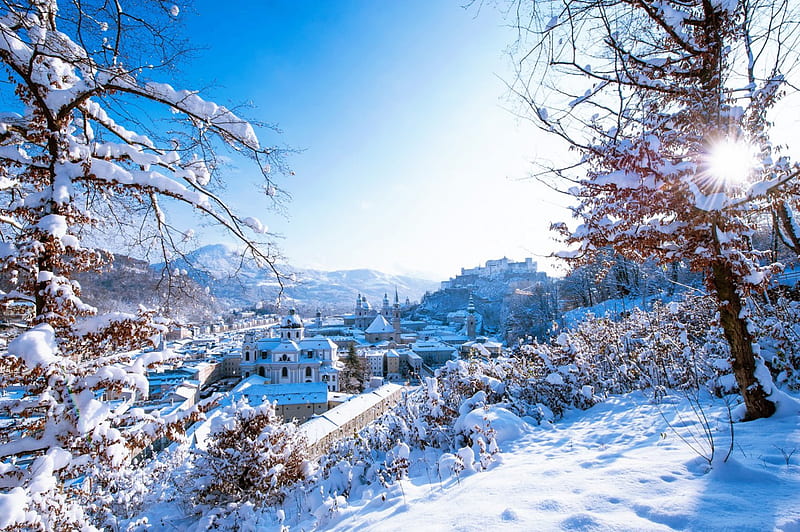 Winter in Salzburg, bonito, salzburg, snow, winter, HD wallpaper