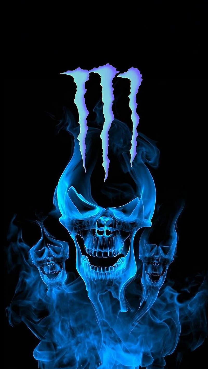 Monster , Blue Skull, animated smoky effect, HD phone wallpaper