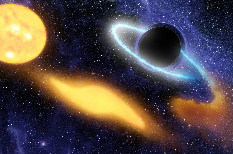 black hole takes star, pulls, gravity, strain, irresistible, HD wallpaper