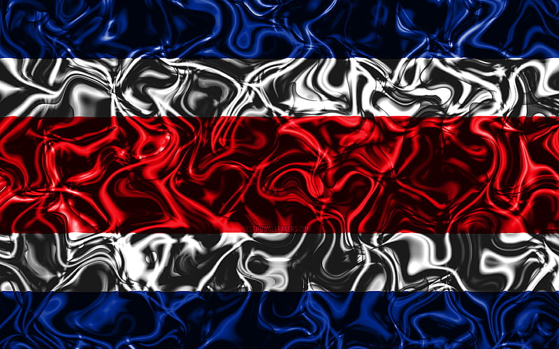 Flag of Costa Rica, abstract smoke, North America, national symbols, Costa Rican flag, 3D art, Costa Rica 3D flag, creative, North American countries, Costa Rica, HD wallpaper