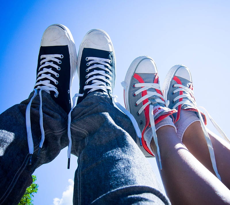 Love, converse, couple, shoes, young, HD wallpaper