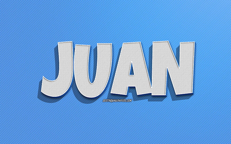 Juan, blue lines background, with names, Juan name, male names, Juan greeting card, line art, with Juan name, HD wallpaper