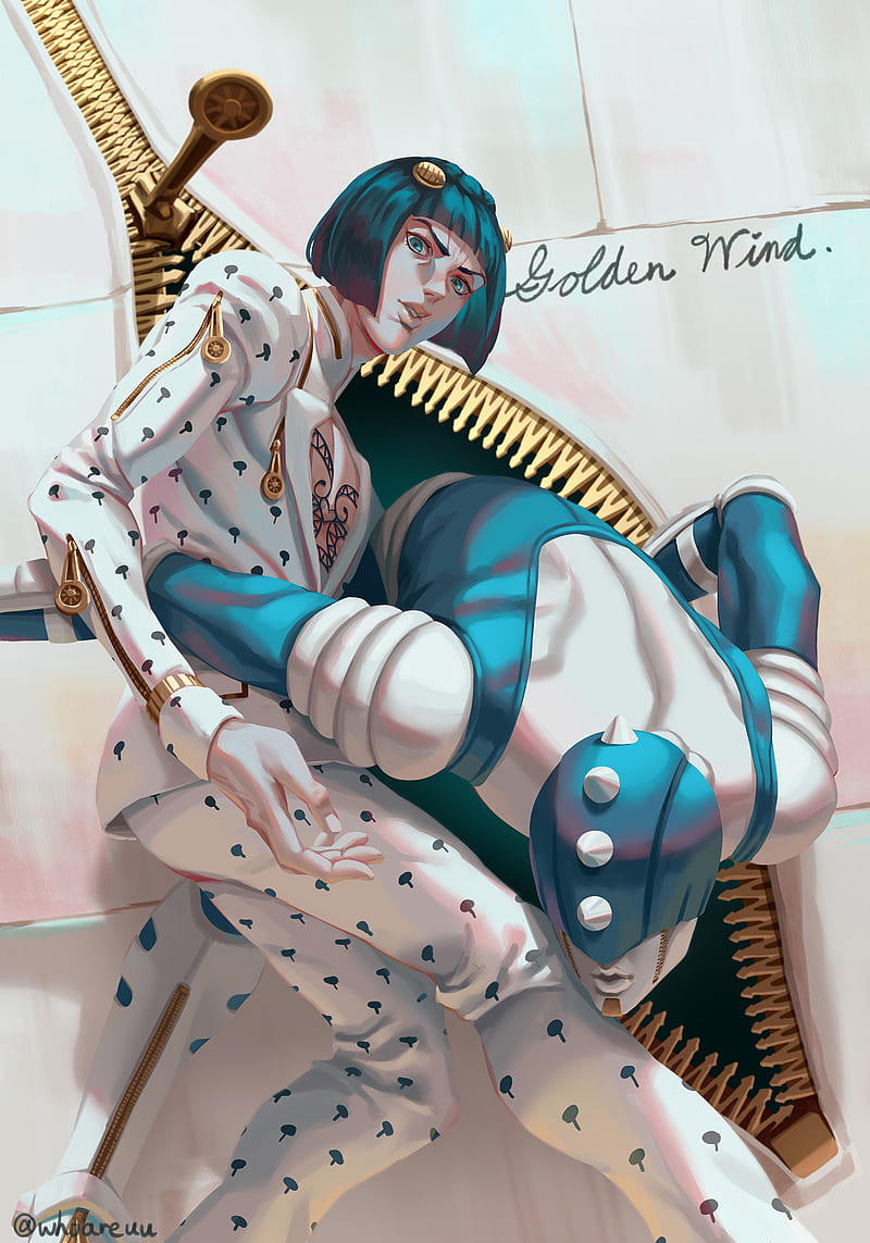 JoJo's Bizarre Adventure, JoJo's Bizarre Adventure: Golden Wind, Vento Aureo, Hirohiko Araki, anime boys, black hair, short hair, digital art, Bruno Bucciarati, Sticky Fingers, fan art, blue eyes, JoJo's Bizarre Adventure: All Star Battle, HD phone wallpaper