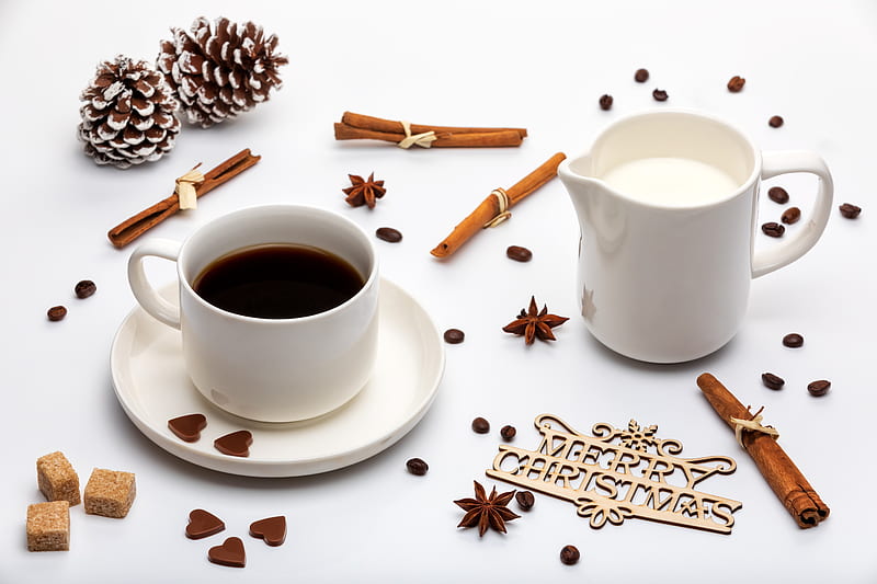 Food, Coffee, Cinnamon, Cup, Drink, Merry Christmas, Still Life, HD wallpaper