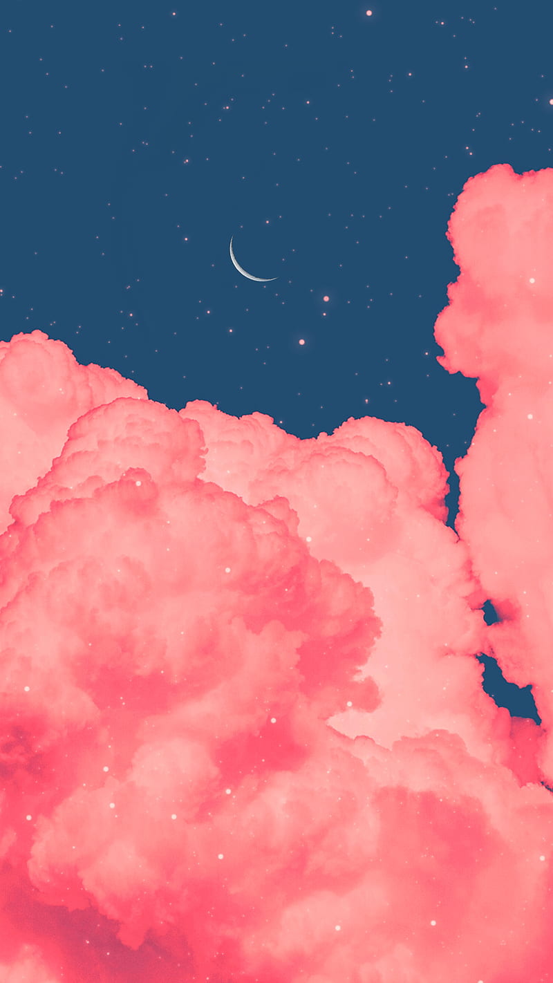 AESTHETIC CLOUDS , apple, cloudy, evening, fantasy, galaxy, iphone, retro, stars, HD phone wallpaper