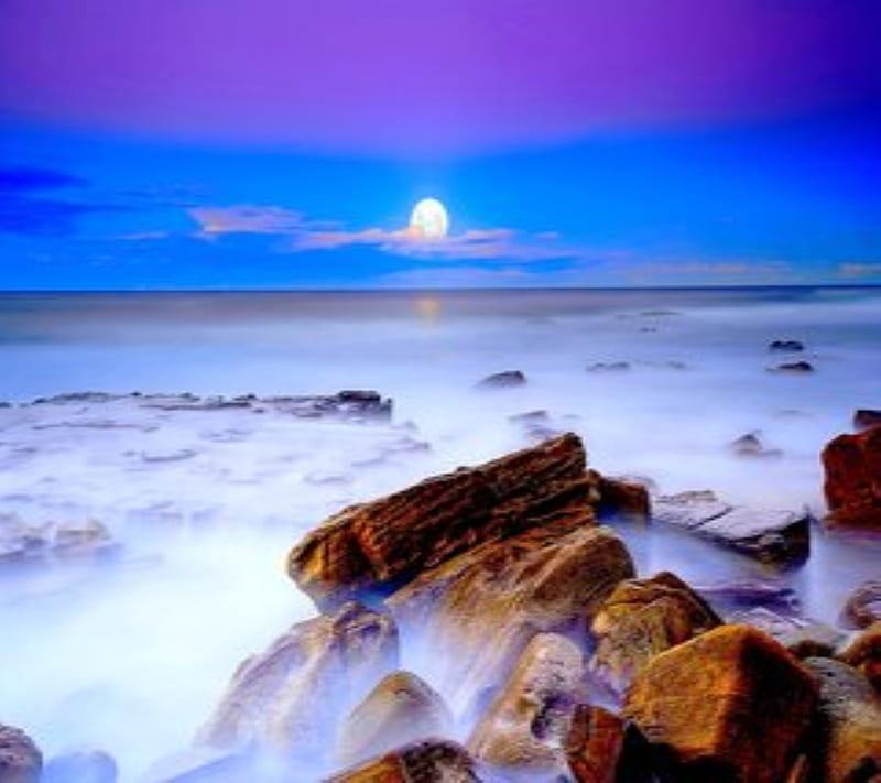 Heaven, clouds, moon, nature, new, rocks, HD wallpaper | Peakpx