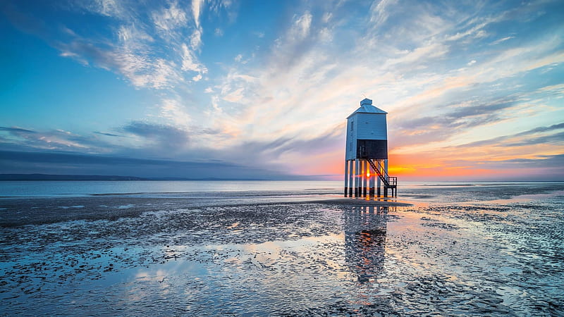 Burnham, Vacation, Sky, Ocean, beach, Holiday, Lighthouse, Sunset, Water, Clouds, Waves, Sunrise, HD wallpaper