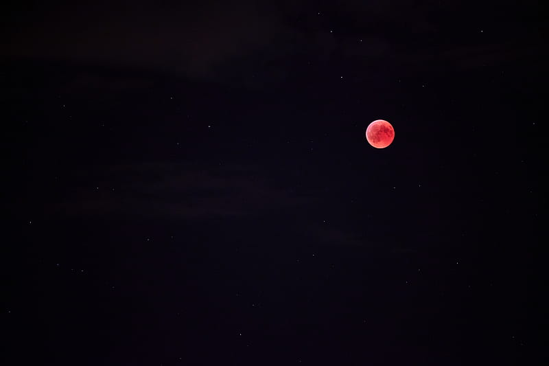 full moon, red moon, moon, night, sky, starry sky, HD wallpaper