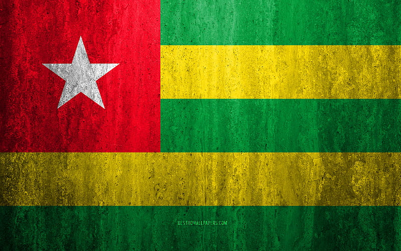 Flag of Togo stone background, grunge flag, Africa, Togo flag, grunge art, national symbols, Togo, stone texture, HD wallpaper