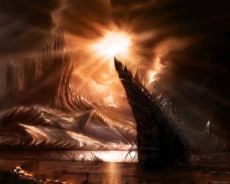 Dark Fantasy Landscape, fantasy, light, landscape, dark, HD wallpaper Dark Fantasy Landscape, fantasy, light, landscape, dark, HD wallpaper