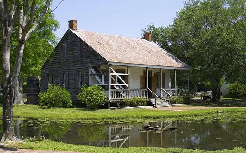 Traditional House in Louisiana_Old, home, house, traditional, bayou, HD wallpaper