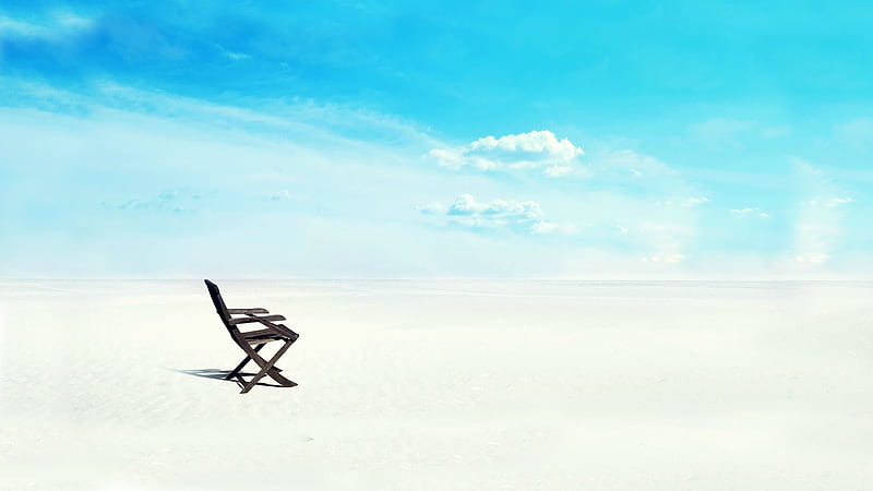 Wood Chair On White Beach Sand Sand, HD wallpaper