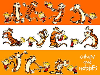 Calvin and Hobbes, boy, book, tiger, funny, dancing, imaginary friend, HD  wallpaper | Peakpx