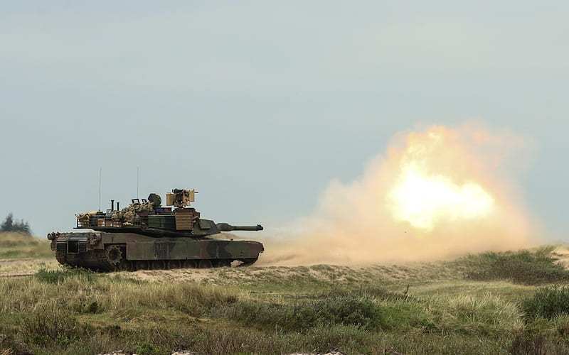 Abrams m1a2, American tank, US Army, battle tank, USA, Abrams, tank shot, HD wallpaper